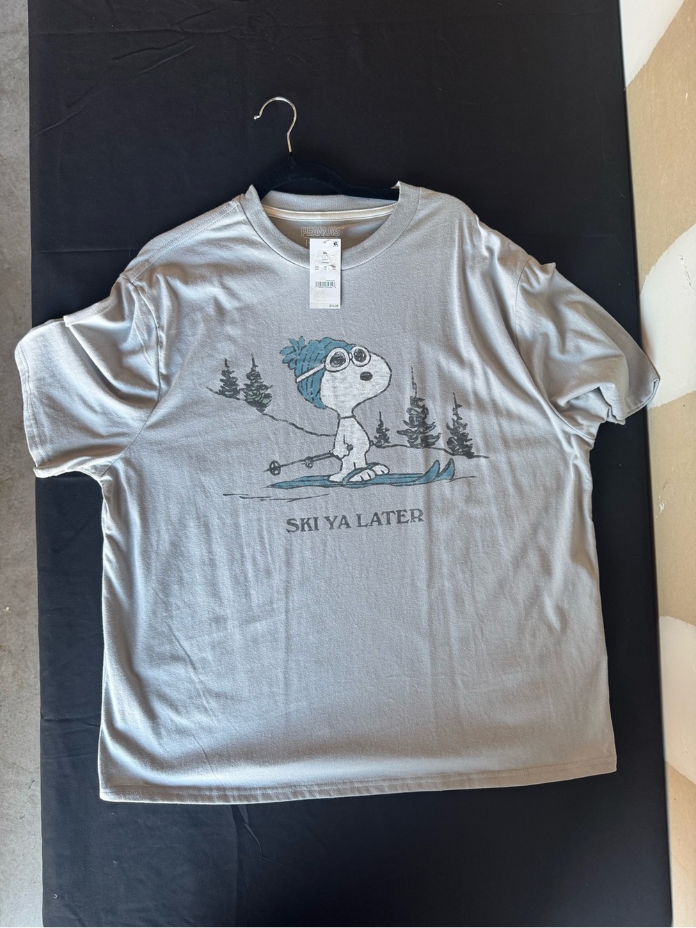 NWT Peanuts Snoopy Ski Ya Later Graphic T-Shirt Men's Size XL Grey
